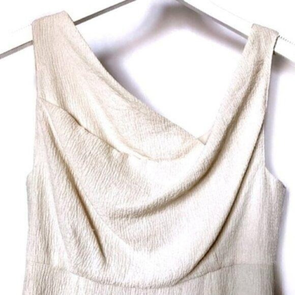 Black Halo crinkle crepe draped neck dress Size 6 - Picture 3 of 8